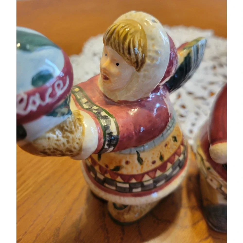 Vtg Sakura Peace Santa Salt Pepper Shakers Joy To‎ The World Christmas Ornaments